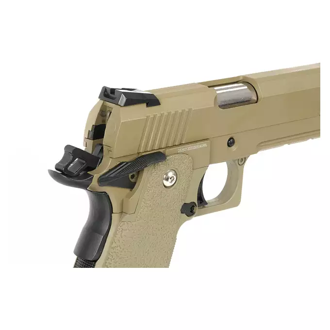 [Zestaw] Replika pistoletu 3303 z systemem Gas Blowback (GBB) - Tan [Golden Eagle] + 25-kulkowy magazynek na Green Gaz do Hi-Capa [Golden Eagle]