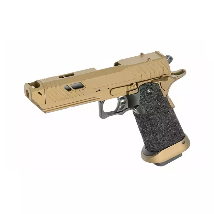 [Zestaw] Replika pistoletu 3355 z systemem Gas Blowback (GBB) - Desert [Golden Eagle] + 25-kulkowy magazynek na Green Gaz do Hi-Capa [Golden Eagle]