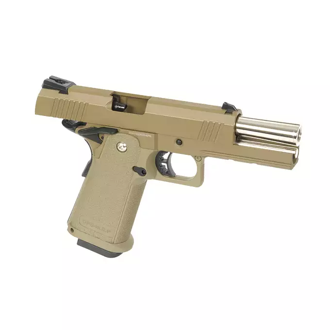 [Zestaw] Replika pistoletu 3303 z systemem Gas Blowback (GBB) - Tan [Golden Eagle] + 25-kulkowy magazynek na Green Gaz do Hi-Capa [Golden Eagle]