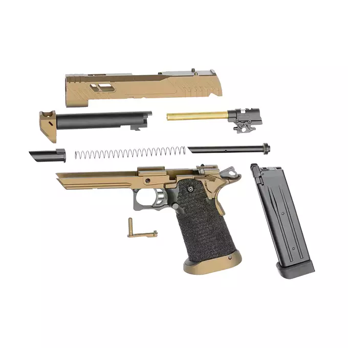 [Zestaw] Replika pistoletu 3355 z systemem Gas Blowback (GBB) - Desert [Golden Eagle] + 25-kulkowy magazynek na Green Gaz do Hi-Capa [Golden Eagle]