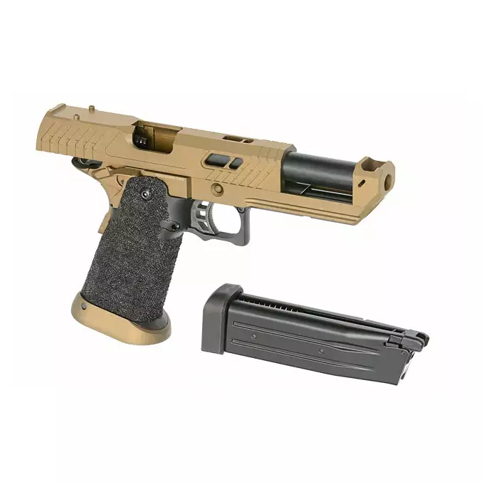 [Zestaw] Replika pistoletu 3355 z systemem Gas Blowback (GBB) - Desert [Golden Eagle] + 25-kulkowy magazynek na Green Gaz do Hi-Capa [Golden Eagle]