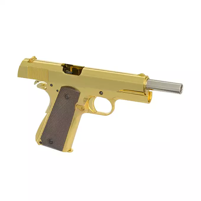 [Zestaw] Replika pistoletu 1911 z systemem Gas Blowback (GBB) - Gold [Golden Eagle] + 20-kulkowy magazynek na Green Gaz do 1911 [Golden Eagle]