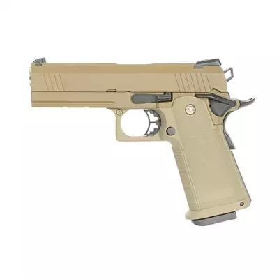 [Zestaw] Replika pistoletu 3303 z systemem Gas Blowback (GBB) - Tan [Golden Eagle] + 25-kulkowy magazynek na Green Gaz do Hi-Capa [Golden Eagle]