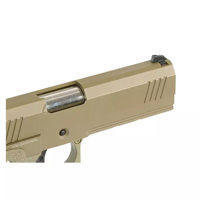 [Zestaw] Replika pistoletu 3303 z systemem Gas Blowback (GBB) - Tan [Golden Eagle] + 25-kulkowy magazynek na Green Gaz do Hi-Capa [Golden Eagle]