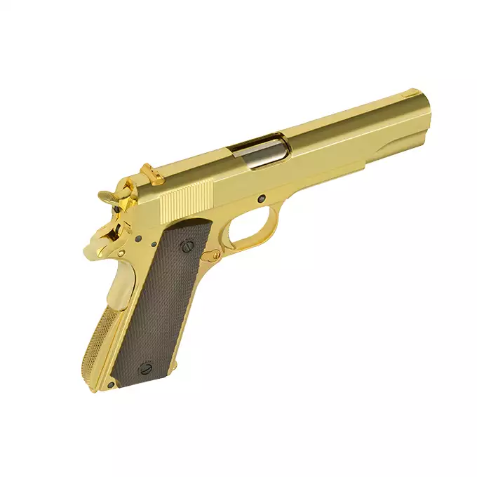 [Zestaw] Replika pistoletu 1911 z systemem Gas Blowback (GBB) - Gold [Golden Eagle] + 20-kulkowy magazynek na Green Gaz do 1911 [Golden Eagle]