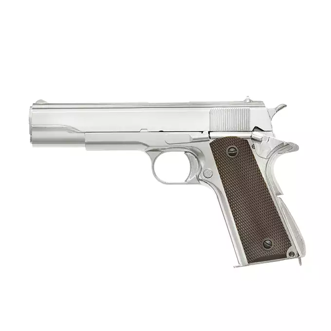 [Zestaw] Replika pistoletu 1911 z systemem Gas Blowback (GBB) - Silver [Golden Eagle] + 20-kulkowy magazynek na Green Gaz do 1911 [Golden Eagle]