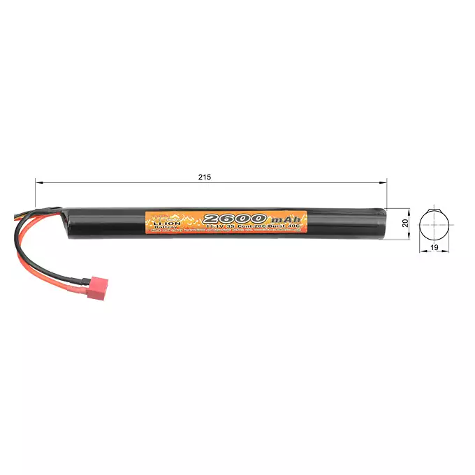 Batterie Li-ion 2600 mAh 11,1V Stick T-connector [8FIELDS]