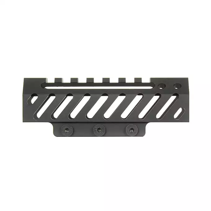 [Zestaw] Łoże Alpha Key-Mod do AK - Black [5KU] + Nakładka Alpha Picatinny do AK - Black [5KU] + Komplet polimerowych szyn montażowych - MLOCK/Key-mod - Black [MP]