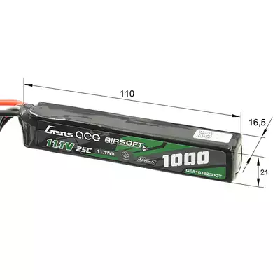 Akumulator airsoftowy 25C 1000mAh 3S1P 11.1V LiPo Gens ace G-Tech T-Plug