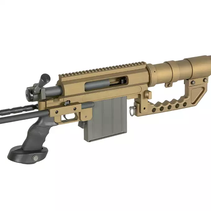 [Zestaw] Replika karabinu bolt-action ST200 Full Metal - Tan [S&amp;T] + Luneta 3-9x40 z wysokimi pierścieniami montażowymi [PCS]