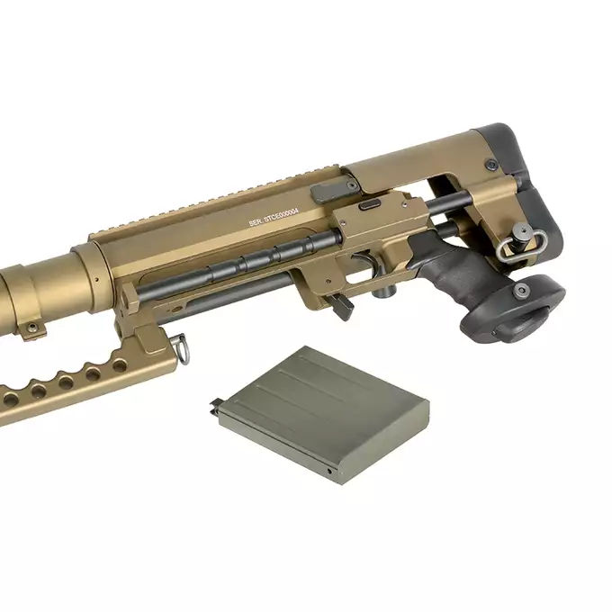 [Zestaw] Replika karabinu bolt-action ST200 Full Metal - Tan [S&amp;T] + Luneta 3-9x40 z wysokimi pierścieniami montażowymi [PCS]