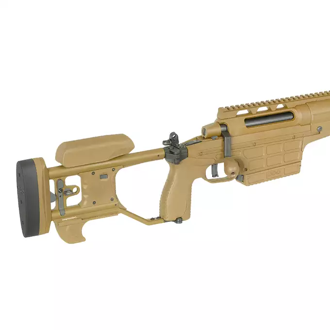 [Zestaw] Karabin Wyborowy ASG SAKO TRG M10 - Tan [DE] + Luneta 3-9x40 z wysokimi pierścieniami montażowymi [PCS]