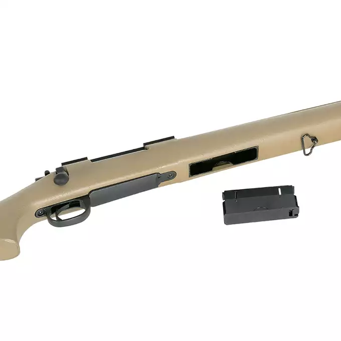 [Zestaw] CM.702C-U Upgraded Version 500 FPS - Tan [CYMA] + Luneta 3-9x40 z wysokimi pierścieniami montażowymi [PCS]