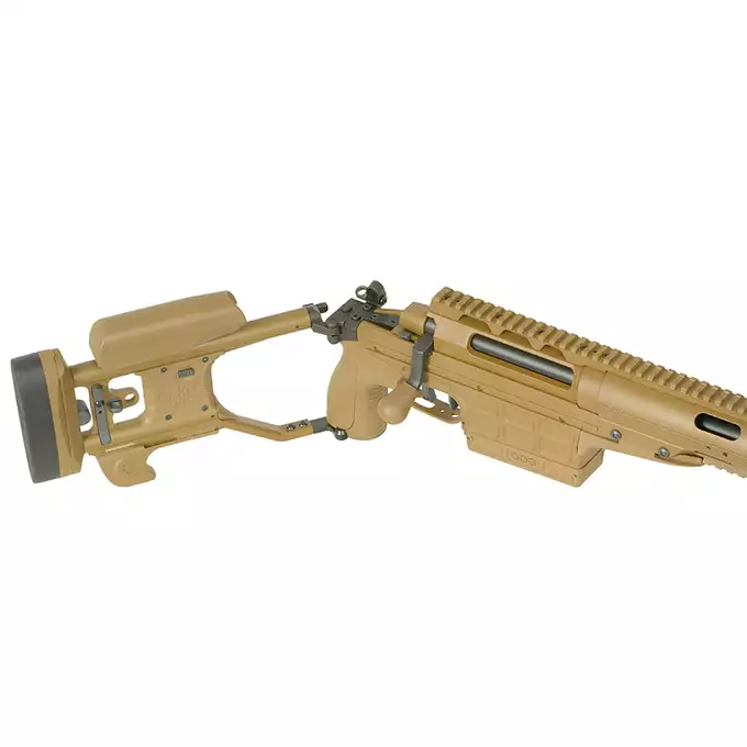 [Zestaw] Karabin Wyborowy ASG SAKO TRG M10 - Tan [DE] + Luneta 3-9x40 z wysokimi pierścieniami montażowymi [PCS]