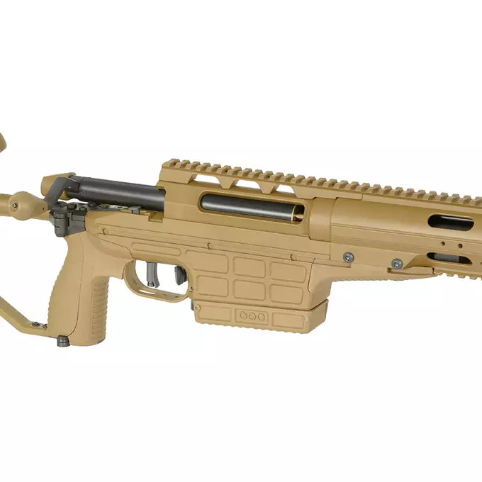 [Zestaw] Karabin Wyborowy ASG SAKO TRG M10 - Tan [DE] + Luneta 3-9x40 z wysokimi pierścieniami montażowymi [PCS]