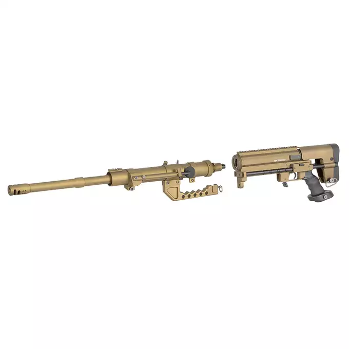 [Zestaw] Replika karabinu bolt-action ST200 Full Metal - Tan [S&amp;T] + Luneta 3-9x40 z wysokimi pierścieniami montażowymi [PCS]
