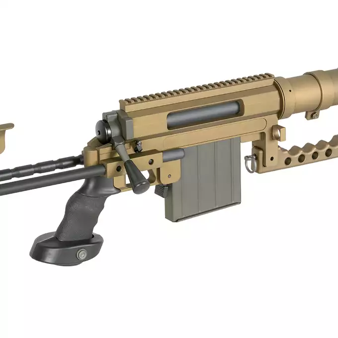 [Zestaw] Replika karabinu bolt-action ST200 Full Metal - Tan [S&amp;T] + Luneta 3-9x40 z wysokimi pierścieniami montażowymi [PCS]