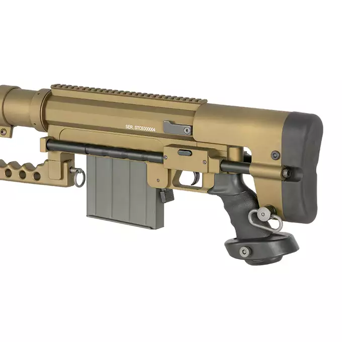 [Zestaw] Replika karabinu bolt-action ST200 Full Metal - Tan [S&amp;T] + Luneta 3-9x40 z wysokimi pierścieniami montażowymi [PCS]