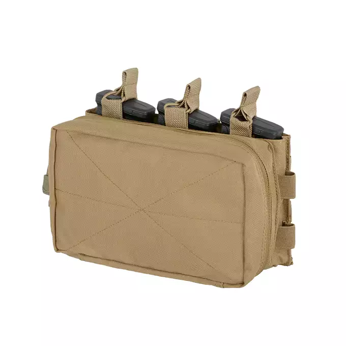[Zestaw] Prosty Plate Carrier z atrapami miękkich wkładów balistycznych - Coyote [8FIELDS] + Potrójna ładownica karabinowa z zasobnikiem - Coyote [8FIELDS]