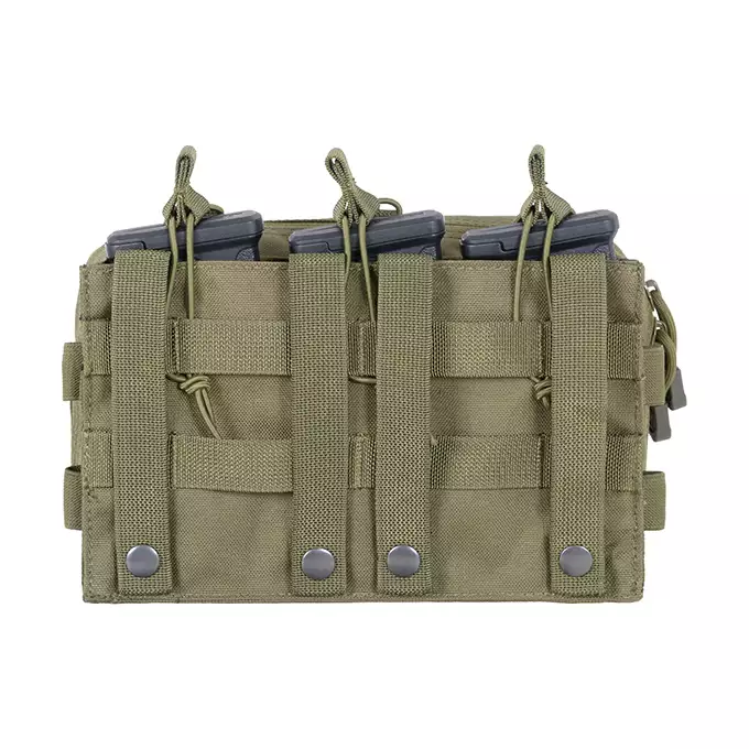 [Zestaw] Prosty Plate Carrier z atrapami miękkich wkładów balistycznych - Olive [8FIELDS] + Potrójna ładownica karabinowa z zasobnikiem - Olive [8FIELDS]