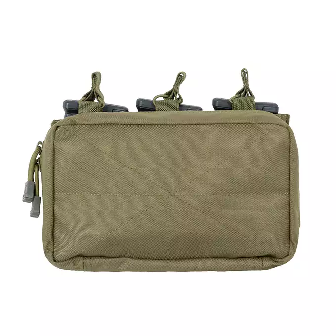 [Zestaw] Prosty Plate Carrier z atrapami miękkich wkładów balistycznych - Olive [8FIELDS] + Potrójna ładownica karabinowa z zasobnikiem - Olive [8FIELDS]