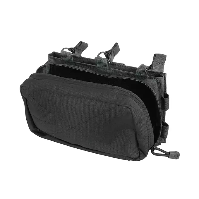 [Zestaw] Prosty Plate Carrier z atrapami miękkich wkładów balistycznych - Black [8FIELDS] + Potrójna ładownica karabinowa z zasobnikiem - Black [8FIELDS]