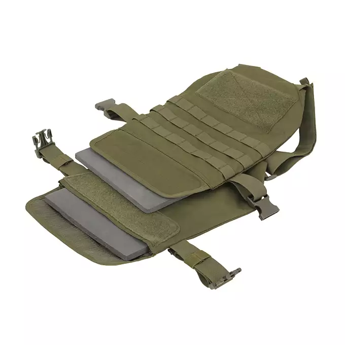 [Zestaw] Prosty Plate Carrier z atrapami miękkich wkładów balistycznych - Olive [8FIELDS] + Potrójna ładownica karabinowa z zasobnikiem - Olive [8FIELDS]