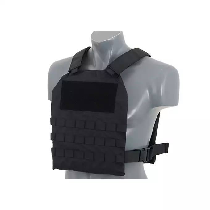 [Zestaw] Prosty Plate Carrier z atrapami miękkich wkładów balistycznych - Black [8FIELDS] + Potrójna ładownica karabinowa z zasobnikiem - Black [8FIELDS]