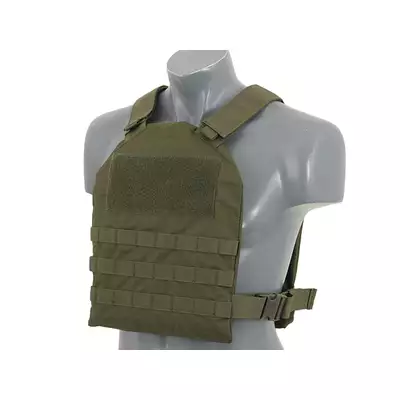 [Zestaw] Prosty Plate Carrier z atrapami miękkich wkładów balistycznych - Olive [8FIELDS] + Potrójna ładownica karabinowa z zasobnikiem - Olive [8FIELDS]
