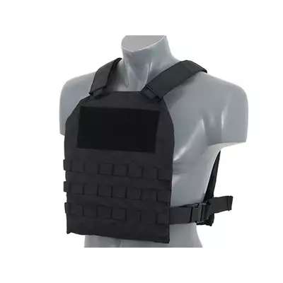[Zestaw] Prosty Plate Carrier z atrapami miękkich wkładów balistycznych - Black [8FIELDS] + Potrójna ładownica karabinowa z zasobnikiem - Black [8FIELDS]