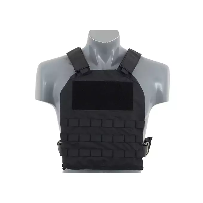 [Zestaw] Prosty Plate Carrier z atrapami miękkich wkładów balistycznych - Black [8FIELDS] + Potrójna ładownica karabinowa z zasobnikiem - Black [8FIELDS]