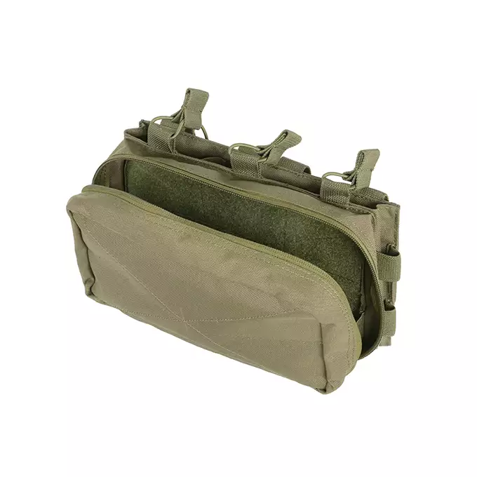 [Zestaw] Prosty Plate Carrier z atrapami miękkich wkładów balistycznych - Olive [8FIELDS] + Potrójna ładownica karabinowa z zasobnikiem - Olive [8FIELDS]