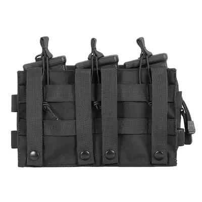 [Zestaw] Prosty Plate Carrier z atrapami miękkich wkładów balistycznych - Black [8FIELDS] + Potrójna ładownica karabinowa z zasobnikiem - Black [8FIELDS]