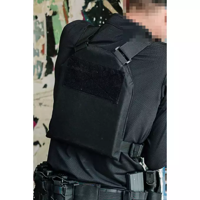 [Zestaw] Prosty Plate Carrier z atrapami miękkich wkładów balistycznych - Black + Potrójna ładownica karabinowa z zasobnikiem - Black [8FIELDS]