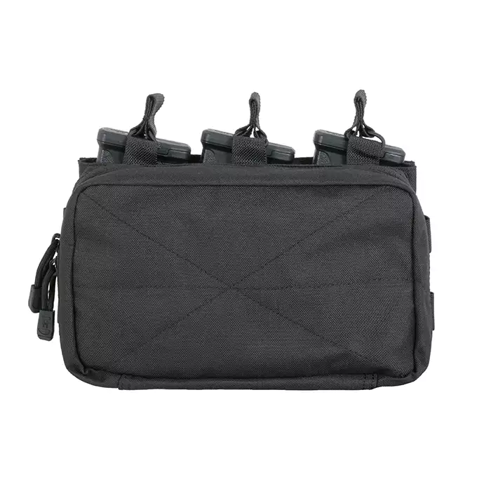 [Zestaw] Prosty Plate Carrier z atrapami miękkich wkładów balistycznych - Black [8FIELDS] + Potrójna ładownica karabinowa z zasobnikiem - Black [8FIELDS]