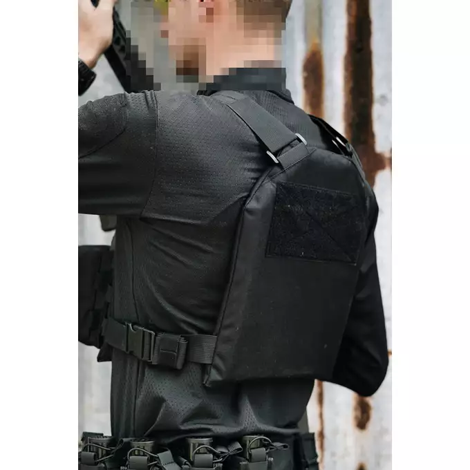 [Zestaw] Prosty Plate Carrier z atrapami miękkich wkładów balistycznych - Black + Potrójna ładownica karabinowa z zasobnikiem - Black [8FIELDS]