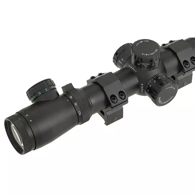 [Zestaw] MB08AE Upgraded Version - Black [WELL] + Luneta M3 3.5-10x40 z podświetlanym krzyżem Military version [PCS] + Stalowy Dwójnóg teleskopowy do karabinów snajperskich - Black [AGM]
