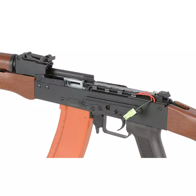 [Zestaw] Replika Karabinka AK-74N Sports Line AEG [S&amp;T] + Polimerowy magazynek mid-cap na 150 kulek do AK74/AK105 - Orange [S&amp;T]