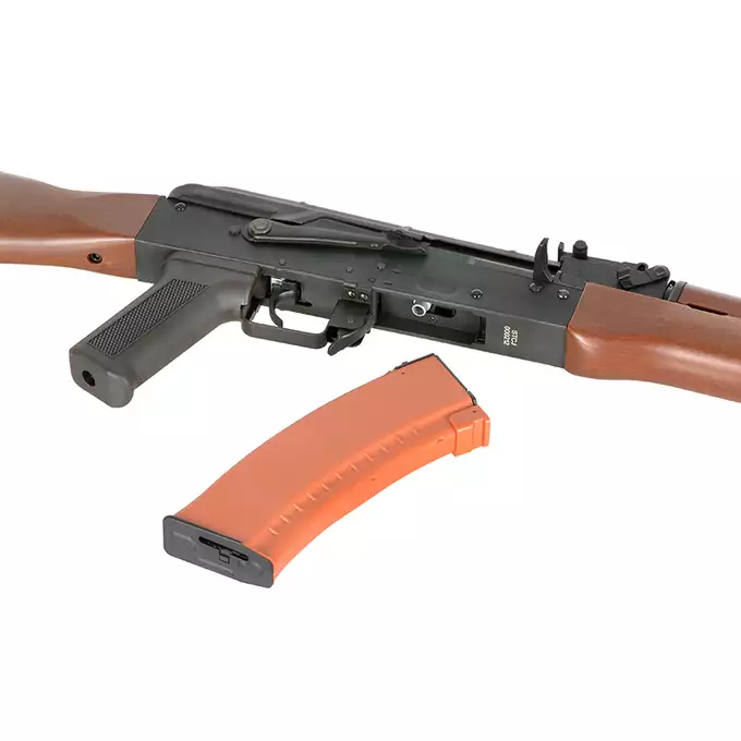[Zestaw] Replika Karabinka AK-74N Sports Line AEG [S&amp;T] + Polimerowy magazynek mid-cap na 150 kulek do AK74/AK105 - Orange [S&amp;T]