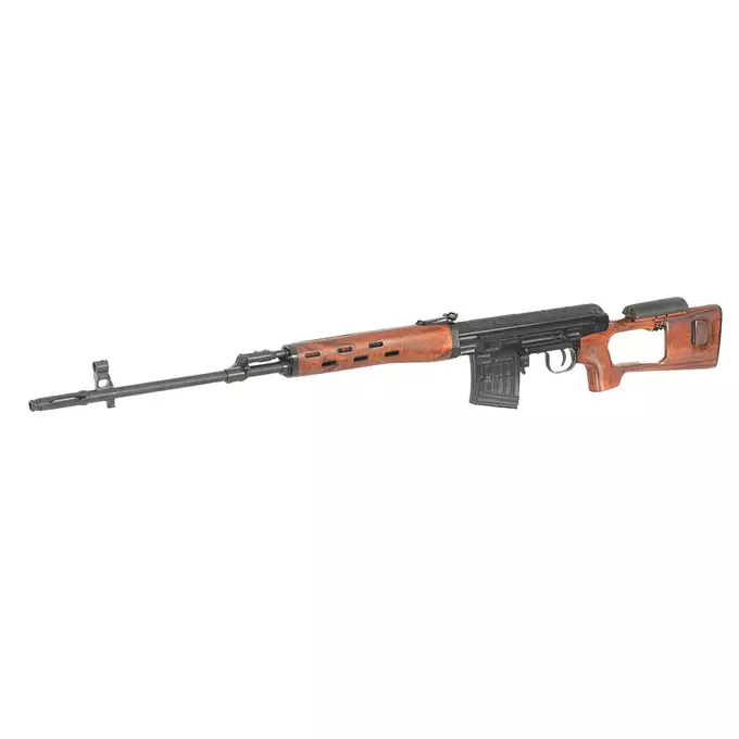 [Zestaw] Replika elektryczna karabinu wyborowego SWD - Real Wood [A&amp;K] + Magazynek midcap na 70 kulek do serii SVD AEG (wersja Battle Worn) [BattleAxe]