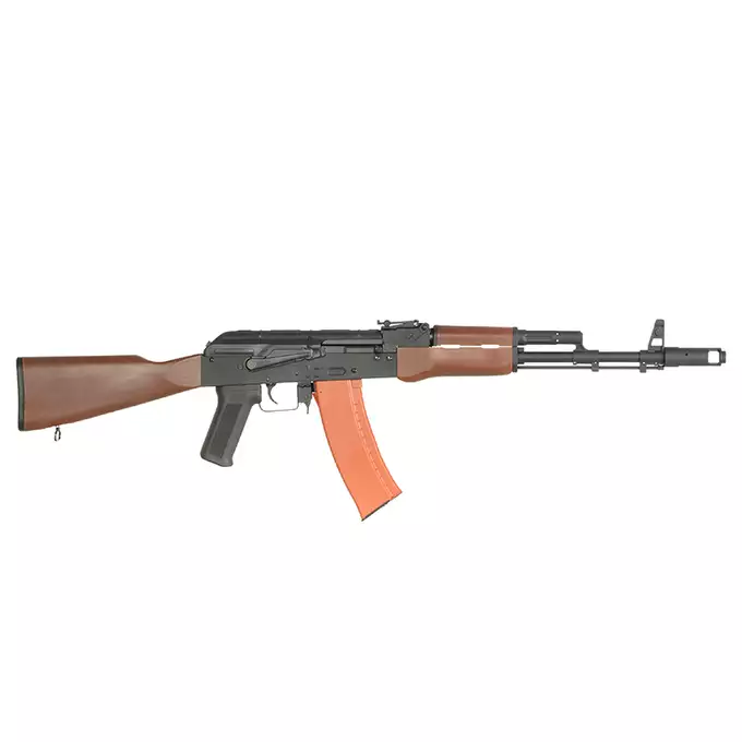 [Zestaw] Replika Karabinka AK-74N Sports Line AEG [S&amp;T] + Polimerowy magazynek mid-cap na 150 kulek do AK74/AK105 - Orange [S&amp;T]