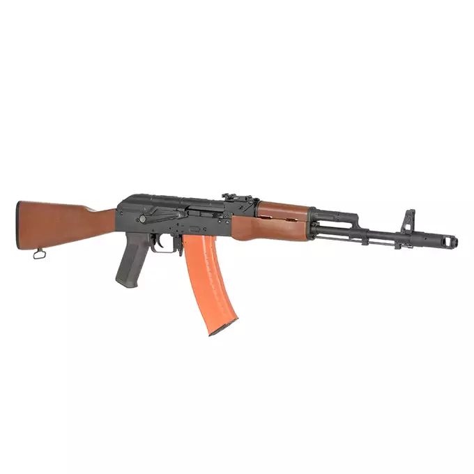 [Zestaw] Replika Karabinka AK-74N Sports Line AEG [S&amp;T] + Polimerowy magazynek mid-cap na 150 kulek do AK74/AK105 - Orange [S&amp;T]