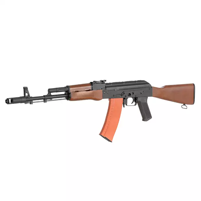 [Zestaw] Replika Karabinka AK-74N Sports Line AEG [S&amp;T] + Polimerowy magazynek mid-cap na 150 kulek do AK74/AK105 - Orange [S&amp;T]