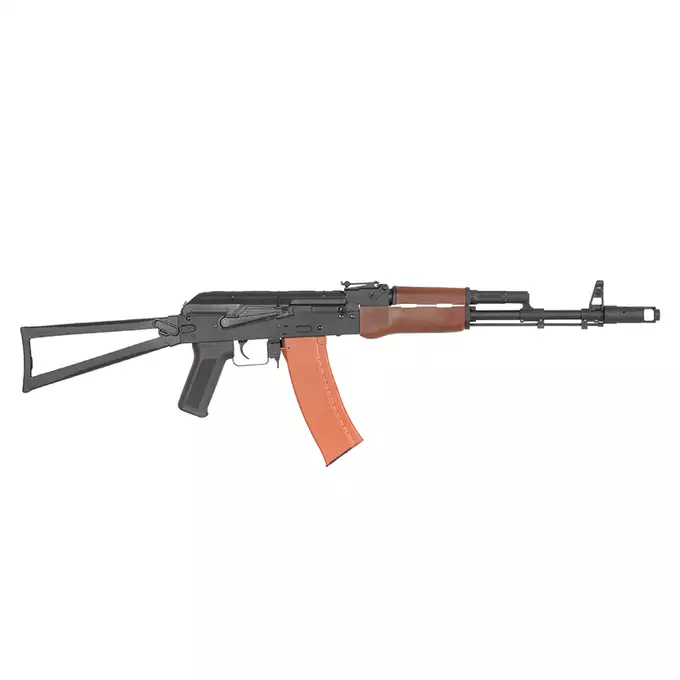 [Set] AKS-74N Airsoft Assault Rifle Sports Line [S&amp;T] + 150rd Polymer AK74/AK105 Mid-Cap Magazine - Orange [S&amp;T]