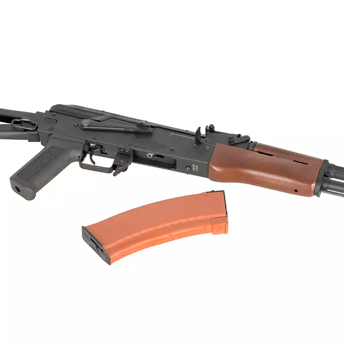 [Set] AKS-74N Airsoft Assault Rifle Sports Line [S&amp;T] + 150rd Polymer AK74/AK105 Mid-Cap Magazine - Orange [S&amp;T]