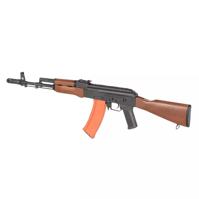 [Zestaw] Replika Karabinka AK-74N Sports Line AEG [S&amp;T] + Polimerowy magazynek mid-cap na 150 kulek do AK74/AK105 - Orange [S&amp;T]