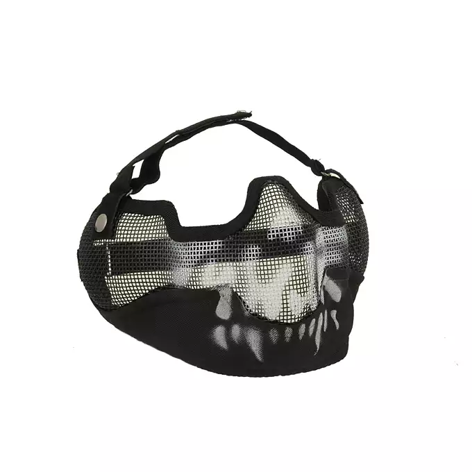 Duża stalowa maska ochronna V.2 - Black Skull [CS]