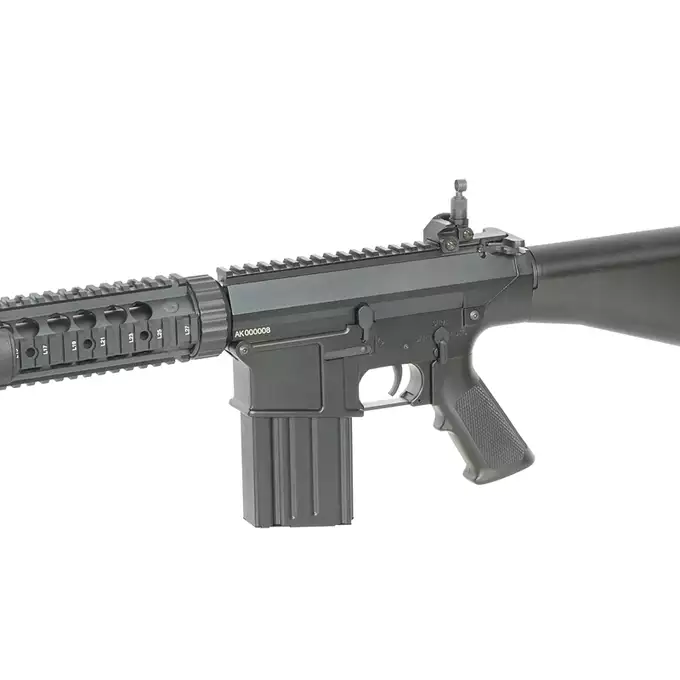 [Zestaw] Replika samopowtarzalnego karabinu MK11 mod 0 [A&amp;K] + Magazynek Hi-Cap (Battle Worn) na 400 kulek do SR25 - Black [BattleAxe]