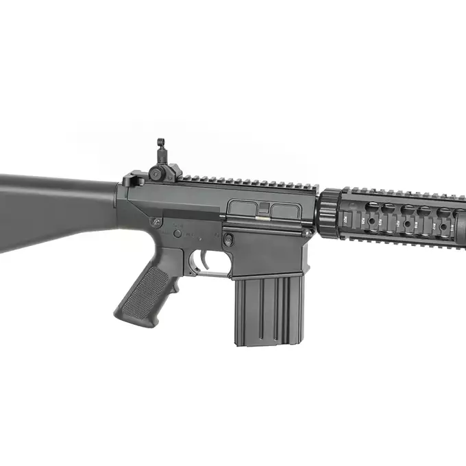 [Zestaw] Replika samopowtarzalnego karabinu MK11 mod 0 [A&amp;K] + Magazynek Hi-Cap (Battle Worn) na 400 kulek do SR25 - Black [BattleAxe]