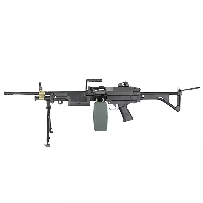 [Set] FN M249 MK1 Light Machine Gun Replica [A&amp;K] + 1500rd Electric Box Magazine (Compact size) for SAW - Khaki